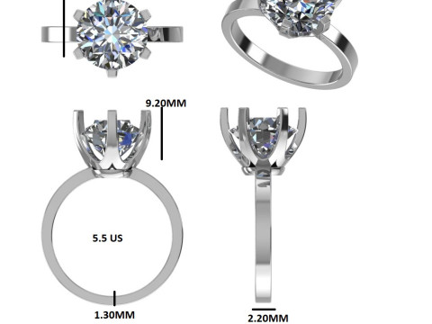 Printable 3D jewelry model of Solitaire Lady Ring with Diamond Modelo 3D