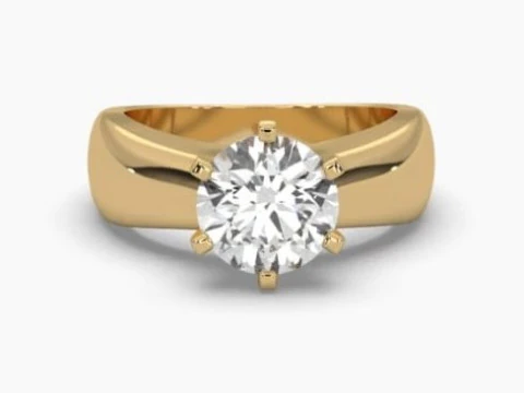 ダイヤモンド付きソリティア レディ リングの印刷可能な 3D ジュエリー モデル 3Dモデル