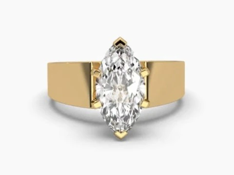 ダイヤモンド付きソリティア レディ リングの印刷可能な 3D ジュエリー モデル 3Dモデル