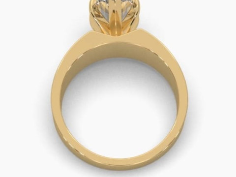 Printable 3D jewelry model of Solitaire Lady Ring with Diamond 3D Model
