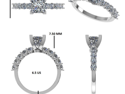 Printable 3D jewelry model of Solitaire Lady Ring with Diamond Modèle 3D