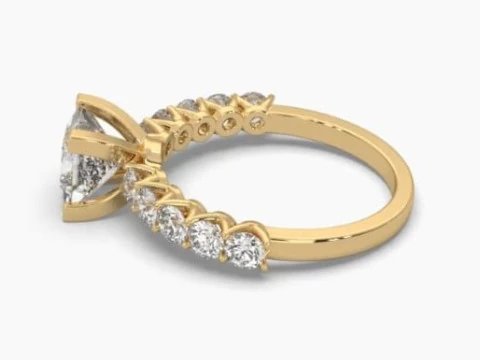 Printable 3D jewelry model of Solitaire Lady Ring with Diamond 3D Model