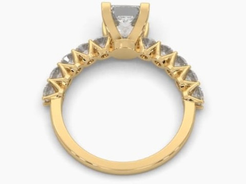 Printable 3D jewelry model of Solitaire Lady Ring with Diamond Modèle 3D