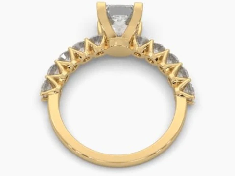 Printable 3D jewelry model of Solitaire Lady Ring with Diamond 3D Model