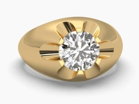 Printable 3D jewelry model of Solitaire Lady Ring with Diamond Modèle 3D