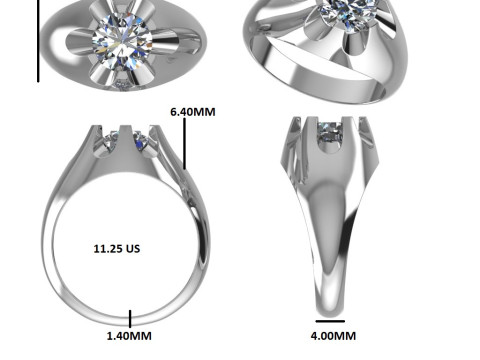Printable 3D jewelry model of Solitaire Lady Ring with Diamond Modelo 3D