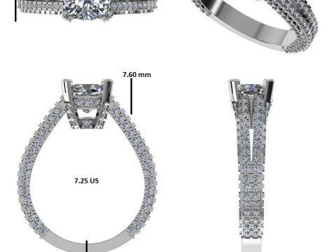 Printable 3D jewelry model of Solitaire Lady Ring with Diamond Modèle 3D