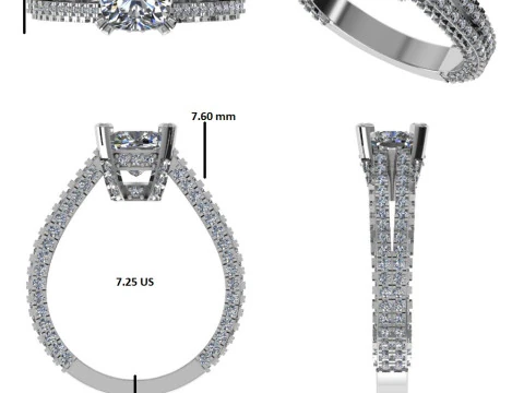 Printable 3D jewelry model of Solitaire Lady Ring with Diamond 3D Model