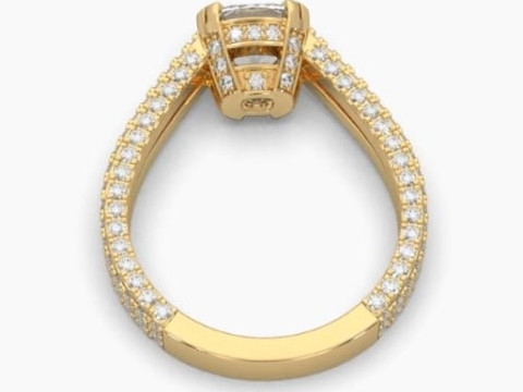 Printable 3D jewelry model of Solitaire Lady Ring with Diamond Modèle 3D