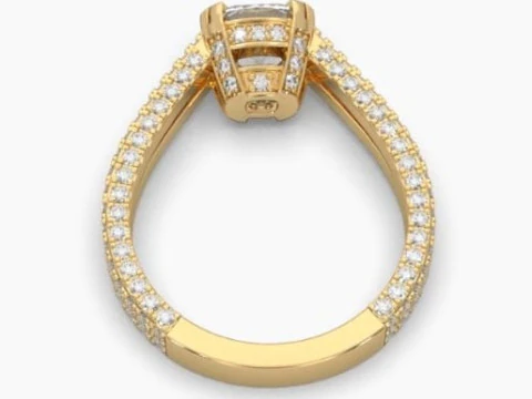 Printable 3D jewelry model of Solitaire Lady Ring with Diamond 3D Model