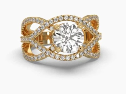 ダイヤモンド付きソリティア レディ リングの印刷可能な 3D ジュエリー モデル 3Dモデル