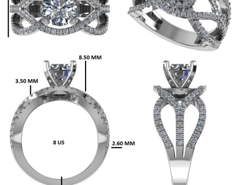 Printable 3D jewelry model of Solitaire Lady Ring with Diamond 3D Model