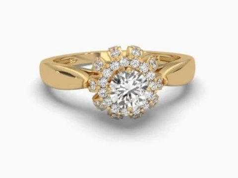 可打印的单石女士钻石戒指 3D 珠宝模型 3D 模型