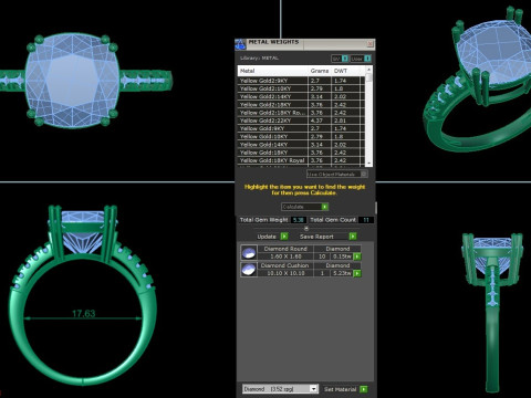 Printable 3D jewelry model of Solitaire Lady Ring with Diamond 3D 모델