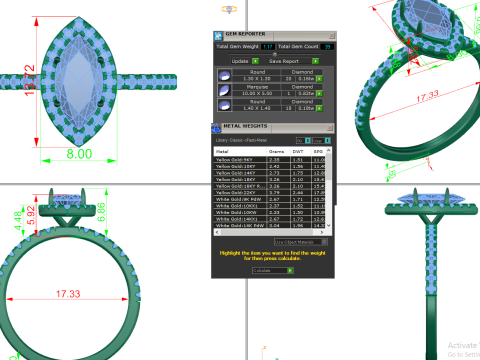 Printable 3D jewelry model of Solitaire Lady Ring with Diamond 3D Model