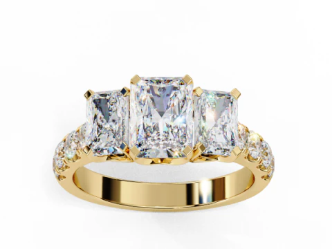 डायमंड के साथ सॉलिटेयर लेडी रिंग का प्रिंट करने योग्य 3डी आभूषण मॉडल 3D मॉडल