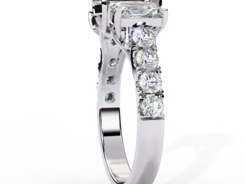 Printable 3D jewelry model of Solitaire Lady Ring with Diamond 3D 模型