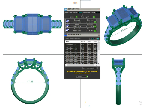 Printable 3D jewelry model of Solitaire Lady Ring with Diamond 3D Model