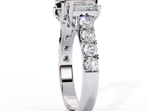 Printable 3D jewelry model of Solitaire Lady Ring with Diamond 3D Модель