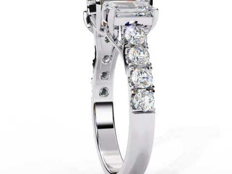 Printable 3D jewelry model of Solitaire Lady Ring with Diamond 3D Model