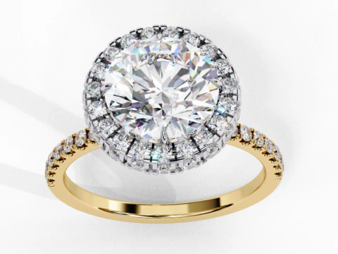 Modello di gioiello 3D stampabile di Solitaire Lady Ring con diamante Modello 3D