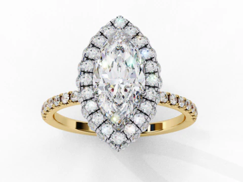 Printable 3D jewelry model of Solitaire Lady Ring with Diamond 3D Model