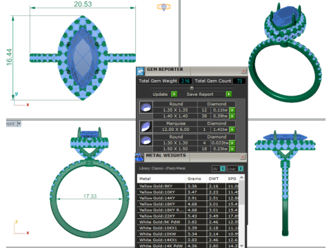Printable 3D jewelry model of Solitaire Lady Ring with Diamond Modelo 3D
