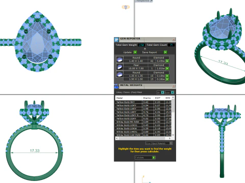 Printable 3D jewelry model of Solitaire Lady Ring with Diamond 3D Model