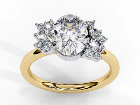 Modelo de joia 3D para impress&atilde;o de Solitaire Lady Ring com diamante Modelo 3D