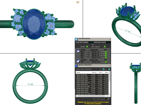 Printable 3D jewelry model of Solitaire Lady Ring with Diamond Modelo 3D