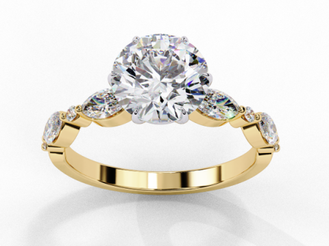 Printable 3D jewelry model of Solitaire Lady Ring with Diamond 3D मॉडल