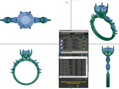 Printable 3D jewelry model of Solitaire Lady Ring with Diamond 3D Model