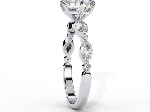 Printable 3D jewelry model of Solitaire Lady Ring with Diamond 3D Модель
