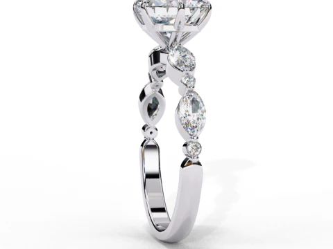 Printable 3D jewelry model of Solitaire Lady Ring with Diamond 3D Model