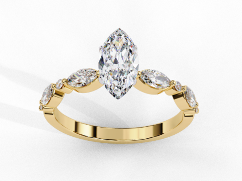 Printable 3D jewelry model of Solitaire Lady Ring with Diamond Modelo 3D