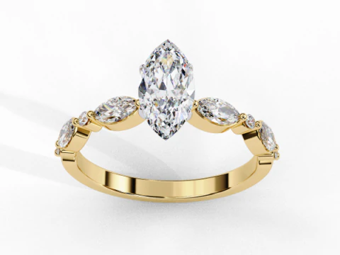 3D-модель ювелирного украшения Solitaire Lady Ring с бриллиантом для печати 3D Модель