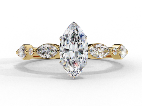 Printable 3D jewelry model of Solitaire Lady Ring with Diamond 3Dモデル
