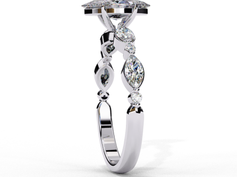 Printable 3D jewelry model of Solitaire Lady Ring with Diamond 3Dモデル