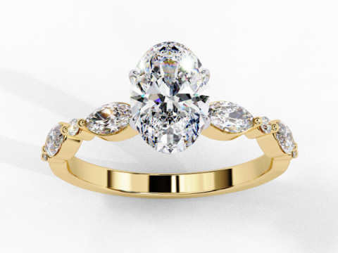 Printable 3D jewelry model of Solitaire Lady Ring with Diamond 3D Модель