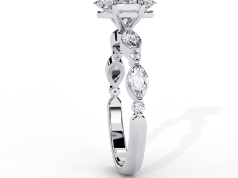 Printable 3D jewelry model of Solitaire Lady Ring with Diamond Modelo 3D