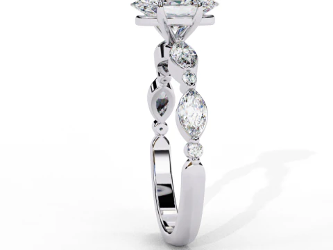 Printable 3D jewelry model of Solitaire Lady Ring with Diamond 3D Model