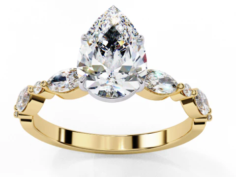 Modelo de joia 3D para impress&atilde;o de Solitaire Lady Ring com diamante Modelo 3D