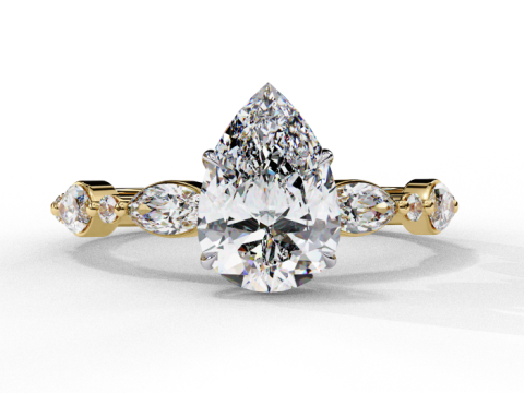 Printable 3D jewelry model of Solitaire Lady Ring with Diamond 3D मॉडल