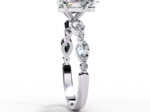 Printable 3D jewelry model of Solitaire Lady Ring with Diamond 3D मॉडल