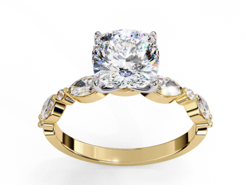 Printable 3D jewelry model of Solitaire Lady Ring with Diamond Modelo 3D