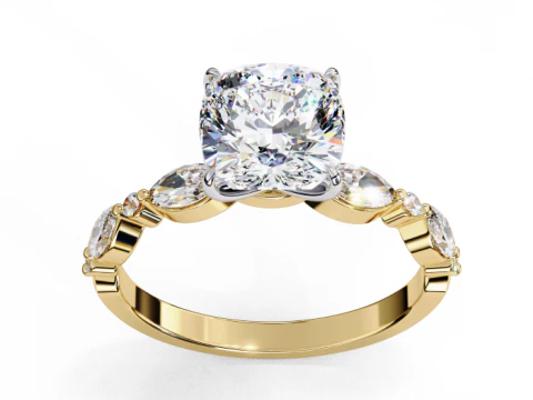 Model biżuterii 3D do druku z pierścionkiem Solitaire Lady z diamentem Model 3D