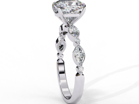 Printable 3D jewelry model of Solitaire Lady Ring with Diamond Modelo 3D