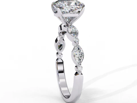 Printable 3D jewelry model of Solitaire Lady Ring with Diamond 3D Model