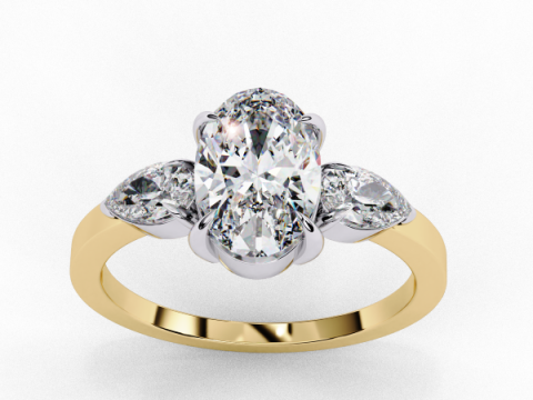 Printable 3D jewelry model of Solitaire Lady Ring with Diamond Modèle 3D