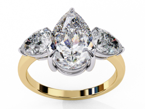 Printable 3D jewelry model of Solitaire Lady Ring with Diamond Modèle 3D